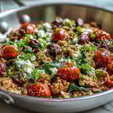 Sizzling Mediterranean Keto Ground Chicken Skillet with olives and feta. Fresh cherry tomatoes, spinach, and lemon make a bright, quick weeknight dinner.