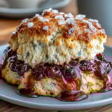 Golden Blueberry Lemon Sourdough Scones with juicy berries and citrus zest, perfect for a bright spring breakfast.  