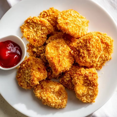 Tender chicken pieces coated in crunchy panko breadcrumbs, perfect for family snacking.
