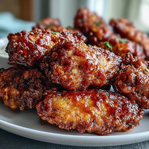 Golden-brown, extra-crispy Fried Chicken Wings drizzled with Buffalo sauce and served with blue cheese dip.