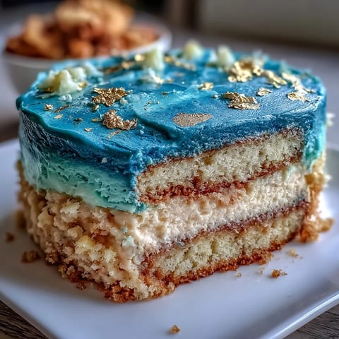 Dark Blue Gold Ombre Cake