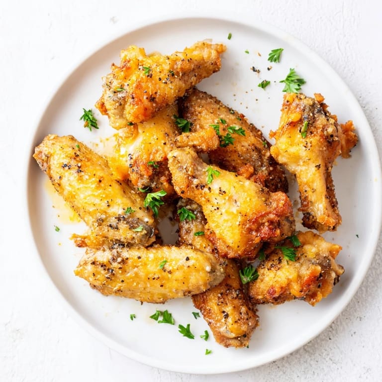 Freshly baked Lemon Pepper Wings arranged on a wire rack, showing juicy meat and golden crispy skin ready to serve.
