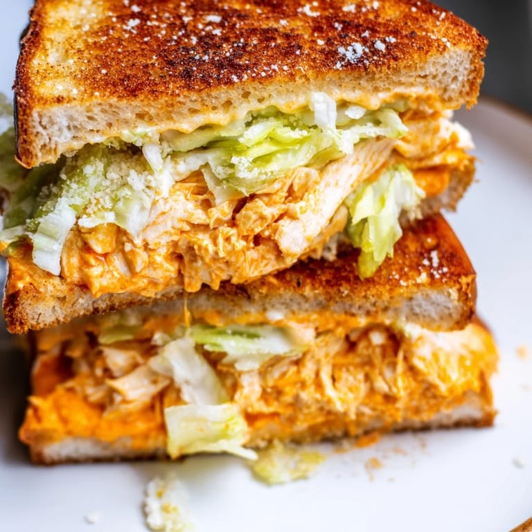 Grilled to perfection, the Buffalo Chicken Caesar Grilled Cheese boasts crispy golden sourdough and a drizzle of extra buffalo sauce.