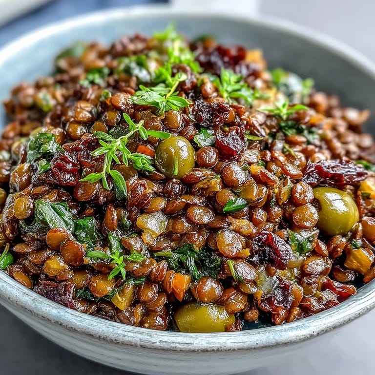 Savory Cuban-Inspired Lentil Picadillo dish, a satisfying vegan main with classic flavors.