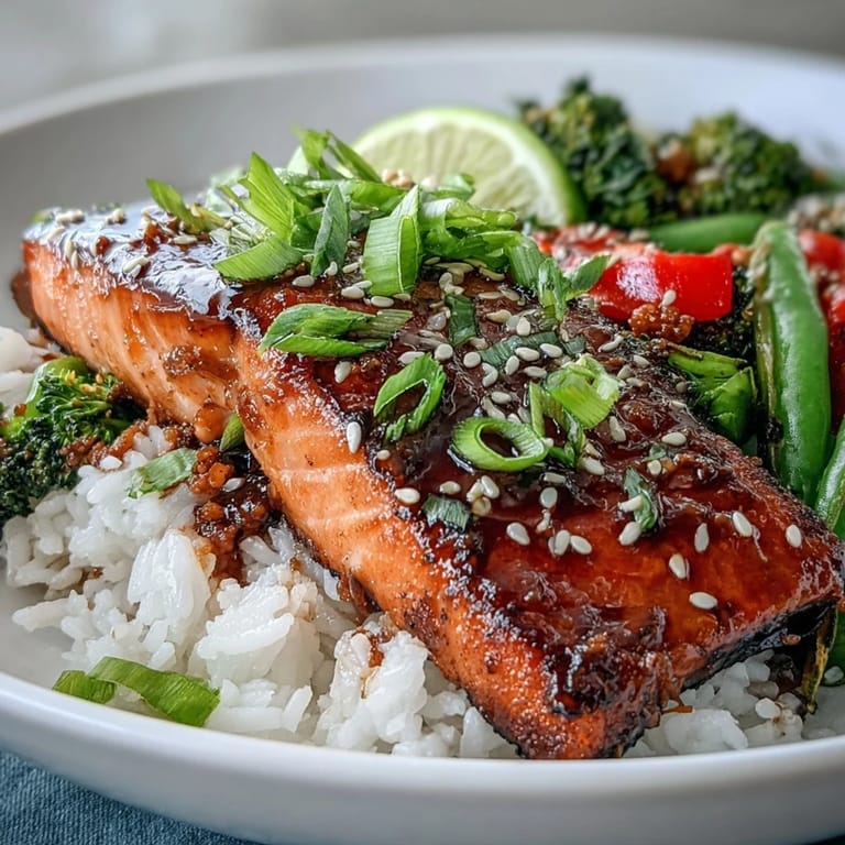 A beautiful dish of Maple Soy Glazed Salmon, ready to be enjoyed with fresh lime.