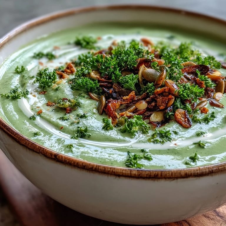 Hearty roasted broccoli and butternut squash soup served steaming hot in a rustic ceramic bowl, ready for a wholesome family meal.