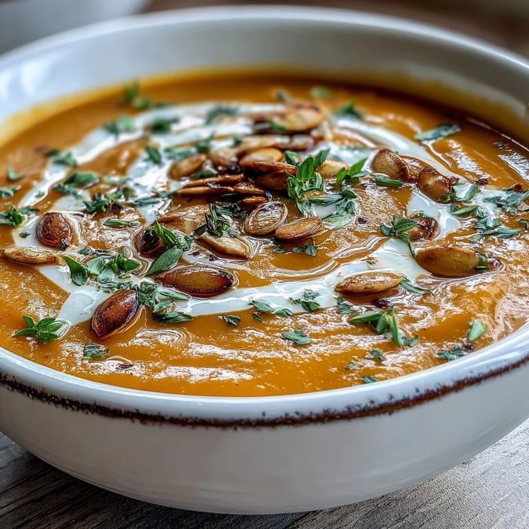 Golden-brown roasted butternut squash and apples simmer in a pot to make this creamy autumn Butternut Squash and Apple Soup.