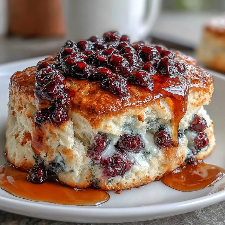 Fluffy, buttery scones studded with fresh blueberries and lemon, baked to golden perfection for a cozy brunch.  