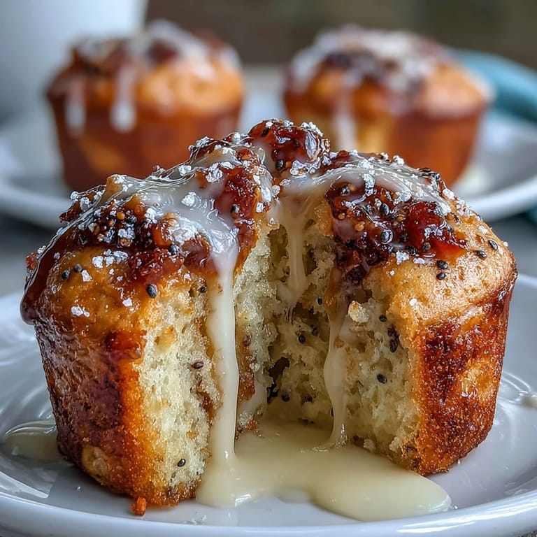 Zesty lemon muffins studded with poppy seeds, drizzled with tangy citrus glaze — a sweet brunch treat.