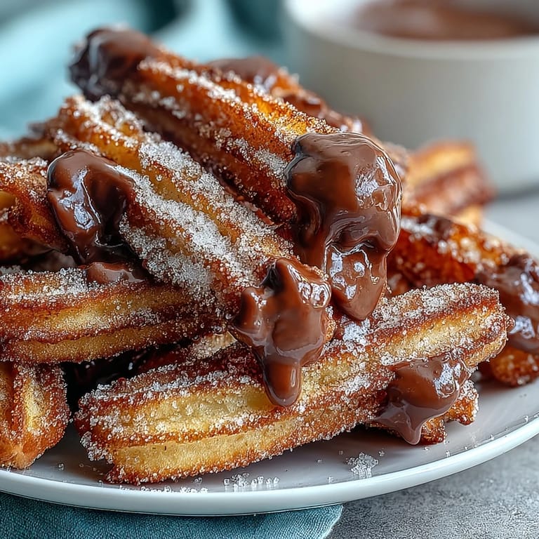 Warm churro bites, perfectly fried to a golden crunch, coated in sweet cinnamon sugar, and paired with a silky, rich chocolate sauce for dipping.