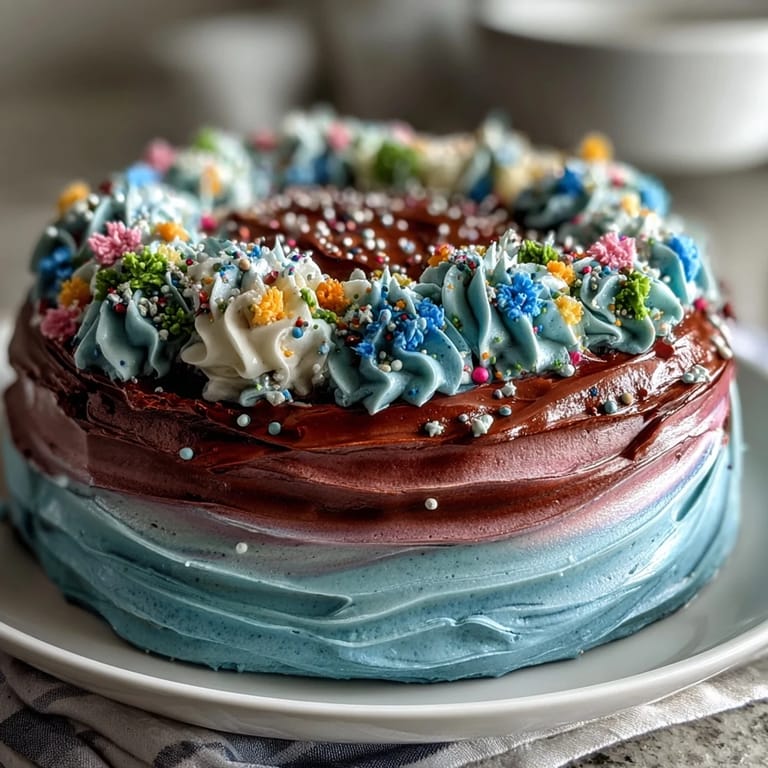 A stunning celestial cake with swirling galaxy buttercream and edible gold stars, ideal for festive graduation parties.