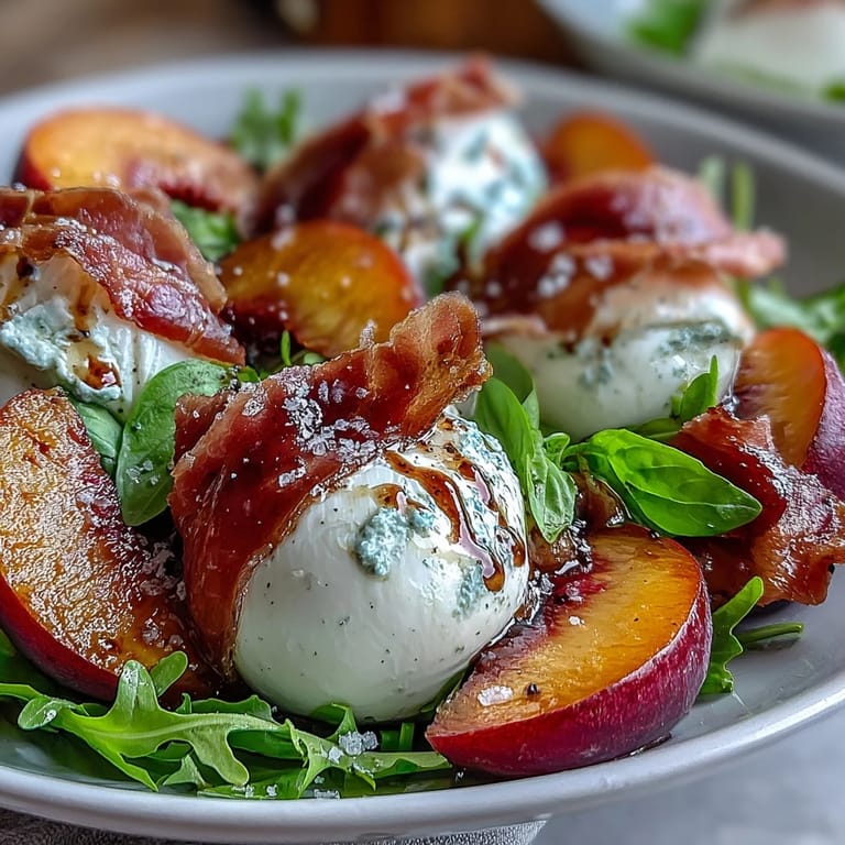 Juicy peaches and melty burrata highlight this vibrant prosciutto summer salad.