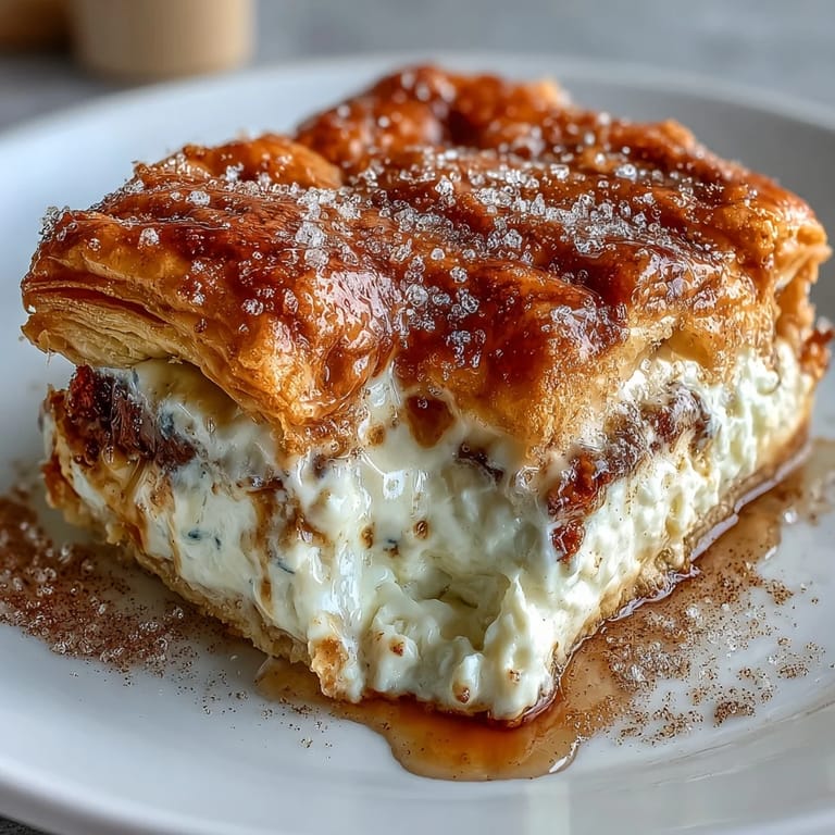 Sweet cinnamon-sugar topped Sopapilla Cheesecake Bars with flaky layers.