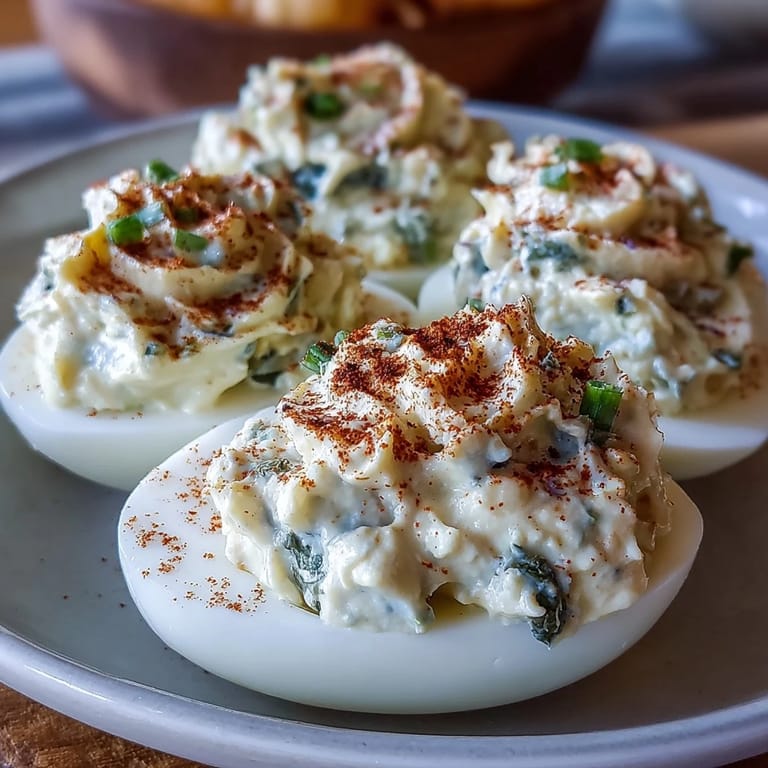 Garnished sweet pickle relish deviled eggs, a classic American appetizer delight.