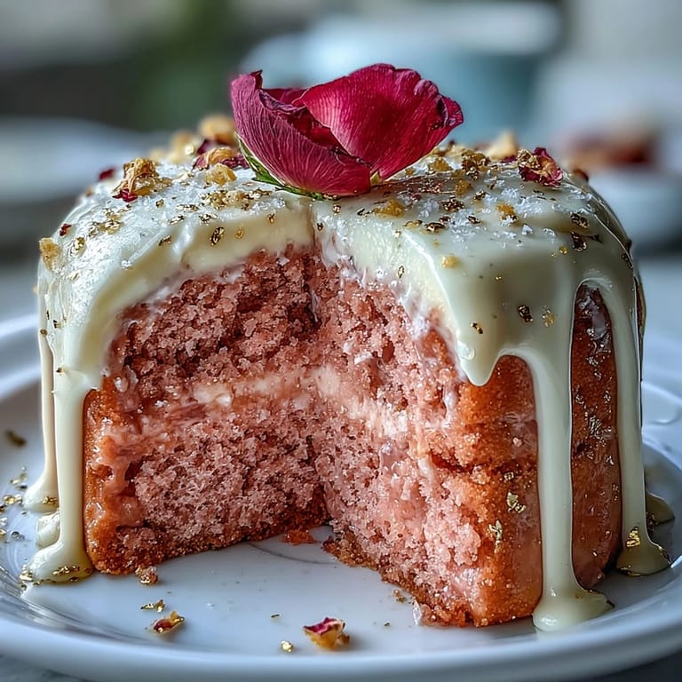 Decadent Bridal Shower Rosé Velvet Cake, showcasing a beautiful edible gold glaze.