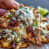 Loaded Cinco de Mayo Elote Nachos with smoky chipotle crema, perfect for parties.